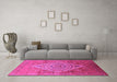 Machine Washable Oriental Pink Industrial Rug in a Living Room, wshurb2267pnk