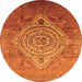 Round Machine Washable Oriental Orange Industrial Area Rugs, wshurb2267org