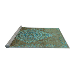 Sideview of Machine Washable Oriental Light Blue Industrial Rug, wshurb2267lblu