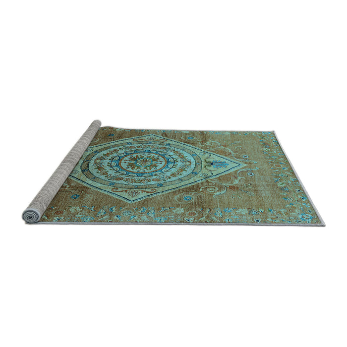 Sideview of Machine Washable Oriental Light Blue Industrial Rug, wshurb2267lblu