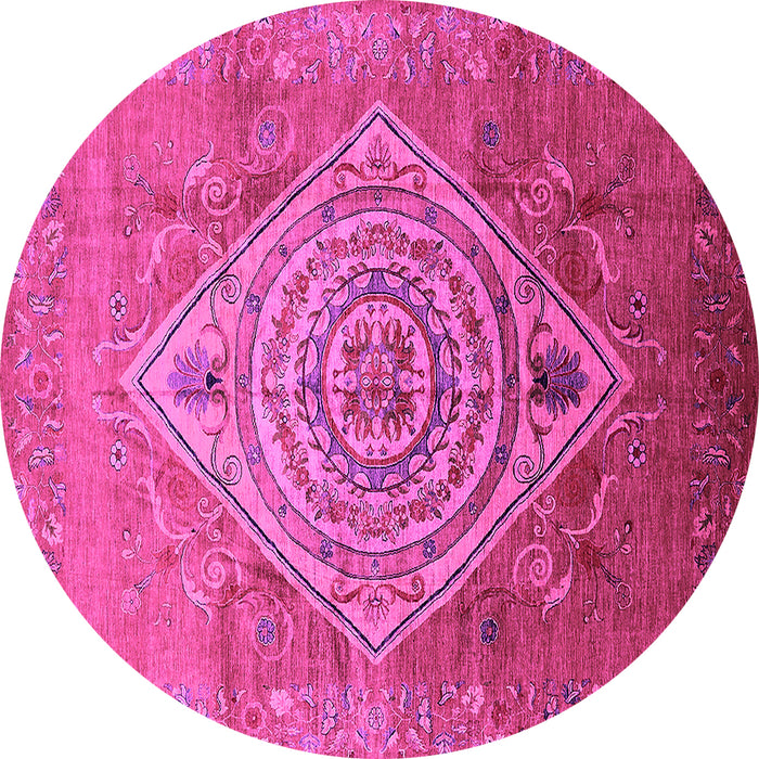 Round Oriental Pink Industrial Rug, urb2267pnk