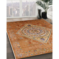 Mid-Century Modern Mahogany Brown Oriental Rug, urb2267