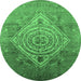 Round Oriental Emerald Green Industrial Rug, urb2267emgrn