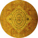 Round Oriental Yellow Industrial Rug, urb2267yw