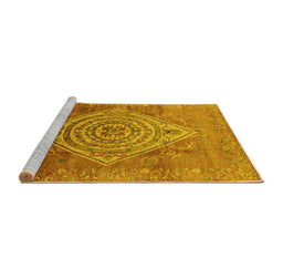 Sideview of Machine Washable Oriental Yellow Industrial Rug, wshurb2267yw