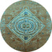 Round Oriental Light Blue Industrial Rug, urb2267lblu