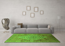 Machine Washable Oriental Green Industrial Area Rugs in a Living Room,, wshurb2267grn