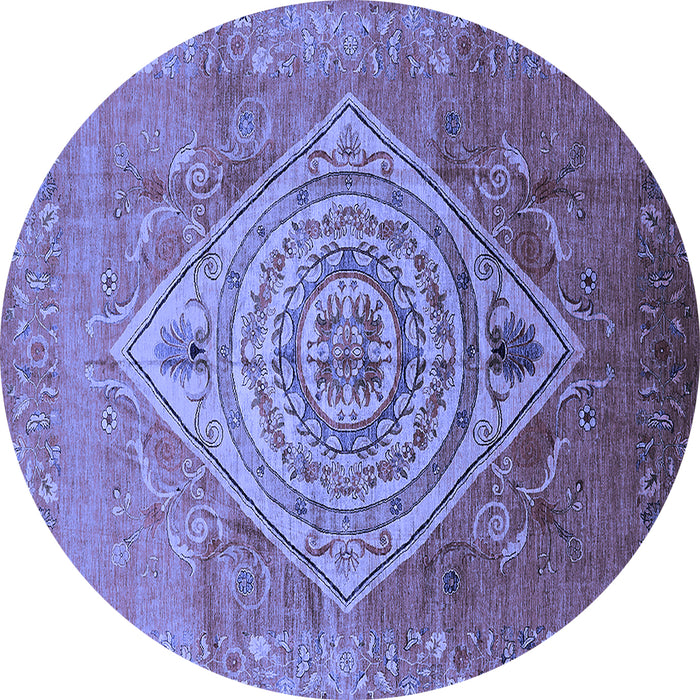 Round Oriental Blue Industrial Rug, urb2267blu
