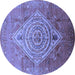 Round Oriental Blue Industrial Rug, urb2267blu