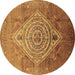 Round Oriental Brown Industrial Rug, urb2267brn