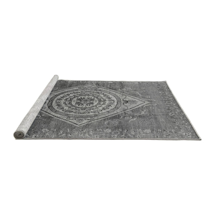 Sideview of Machine Washable Oriental Gray Industrial Rug, wshurb2267gry