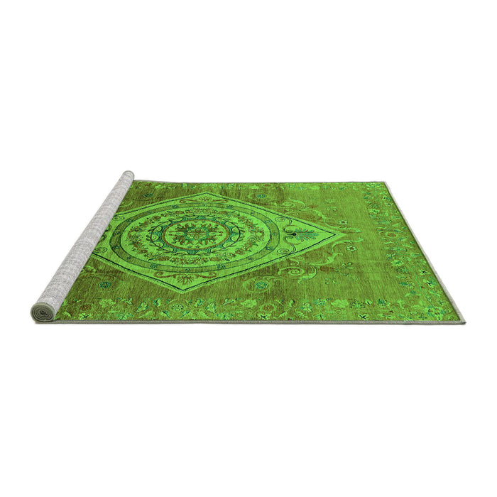 Sideview of Machine Washable Oriental Green Industrial Area Rugs, wshurb2267grn