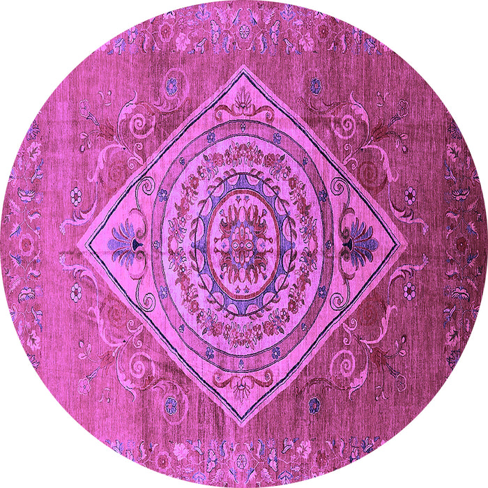 Round Machine Washable Oriental Purple Industrial Area Rugs, wshurb2267pur