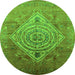 Round Oriental Green Industrial Rug, urb2267grn