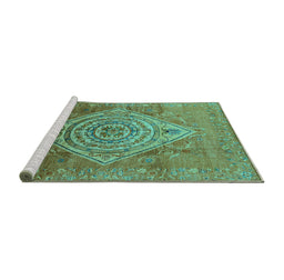 Sideview of Machine Washable Oriental Turquoise Industrial Area Rugs, wshurb2267turq