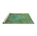 Sideview of Machine Washable Oriental Turquoise Industrial Area Rugs, wshurb2267turq