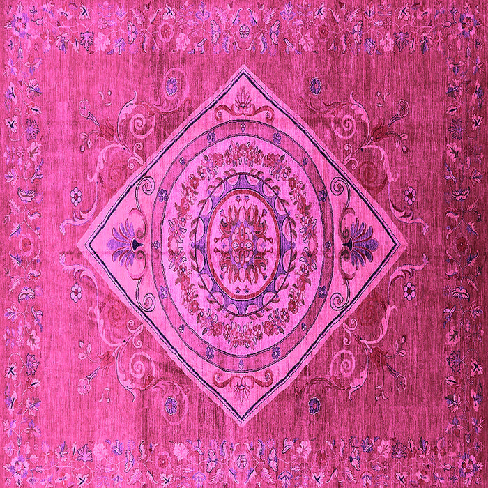 Square Machine Washable Oriental Pink Industrial Rug, wshurb2267pnk