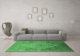 Machine Washable Oriental Emerald Green Industrial Area Rugs in a Living Room,, wshurb2267emgrn