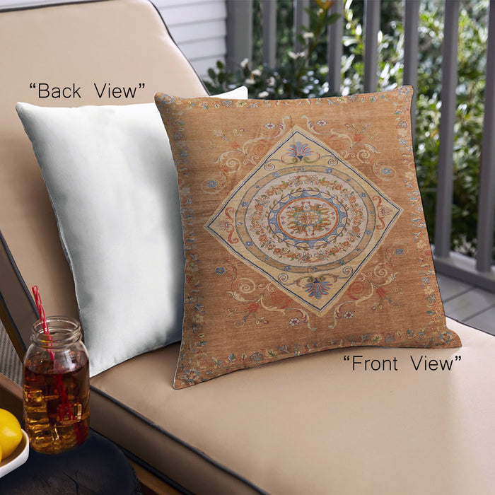 Front View of Mid-Century Modern Urban Square Mahogany Brown Throw Pillow, 18 inch by 18 inch, pwurb2267