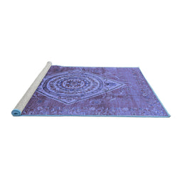Sideview of Machine Washable Oriental Blue Industrial Rug, wshurb2267blu