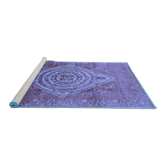 Sideview of Machine Washable Oriental Blue Industrial Rug, wshurb2267blu