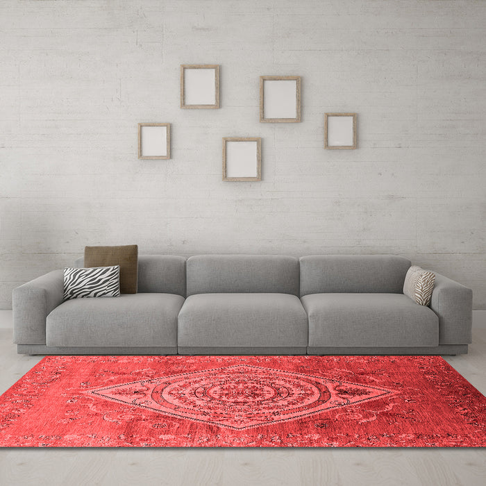 Industrial Red Washable Rugs