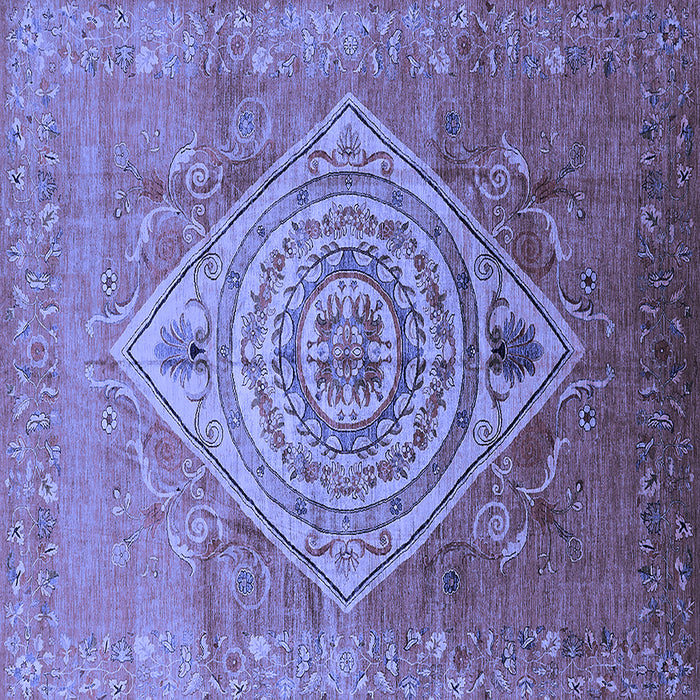 Square Machine Washable Oriental Blue Industrial Rug, wshurb2267blu