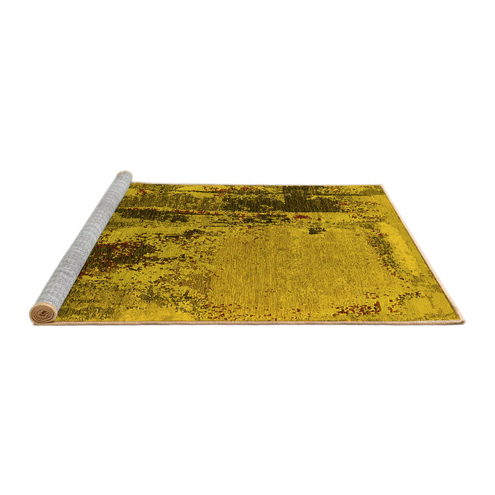 Sideview of Machine Washable Oriental Yellow Industrial Rug, wshurb2268yw