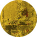 Round Oriental Yellow Industrial Rug, urb2268yw