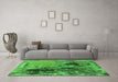 Machine Washable Oriental Green Industrial Area Rugs in a Living Room,, wshurb2268grn