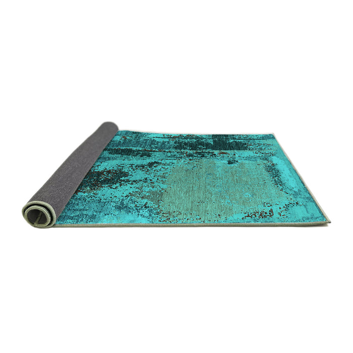 Sideview of Oriental Turquoise Industrial Rug, urb2268turq