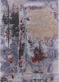 Machine Washable Industrial Modern Purple Rug, wshurb2268