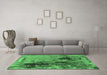 Machine Washable Oriental Emerald Green Industrial Area Rugs in a Living Room,, wshurb2268emgrn