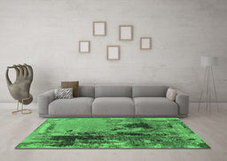 Machine Washable Oriental Emerald Green Industrial Area Rugs in a Living Room,, wshurb2268emgrn