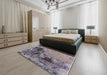 Mid-Century Modern Purple Oriental Rug in a Bedroom, urb2268