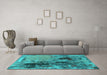 Machine Washable Oriental Turquoise Industrial Area Rugs in a Living Room,, wshurb2268turq