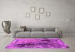 Machine Washable Oriental Pink Industrial Rug in a Living Room, wshurb2268pnk