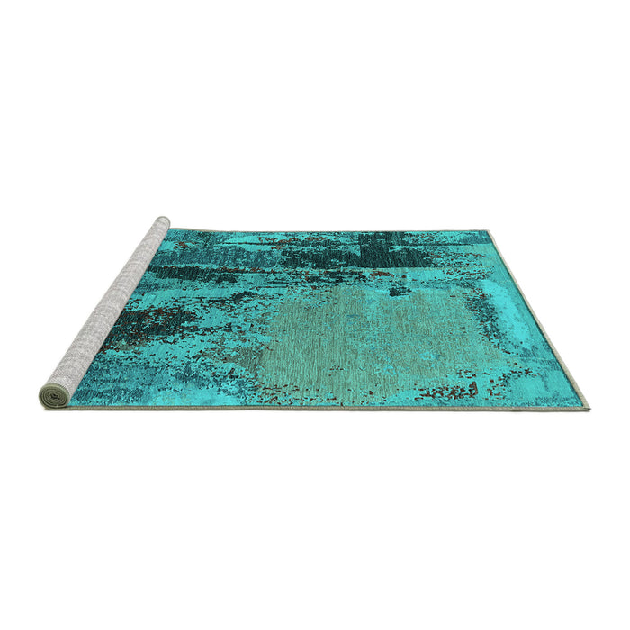 Sideview of Machine Washable Oriental Turquoise Industrial Area Rugs, wshurb2268turq