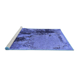 Sideview of Machine Washable Oriental Blue Industrial Rug, wshurb2268blu