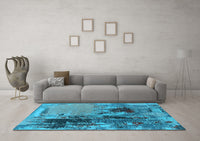 Machine Washable Oriental Light Blue Industrial Rug, wshurb2268lblu