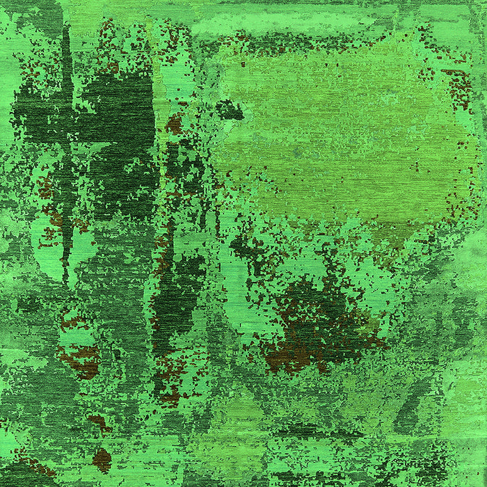 Square Machine Washable Oriental Green Industrial Area Rugs, wshurb2268grn