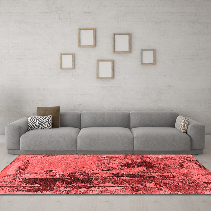 Industrial Red Washable Rugs