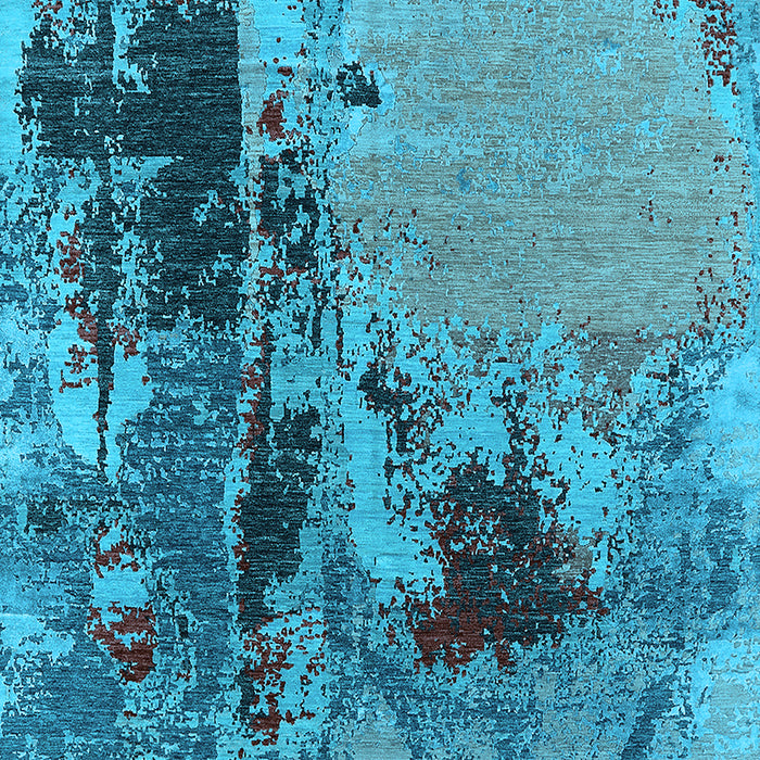 Machine Washable Oriental Light Blue Industrial Rug, wshurb2268lblu