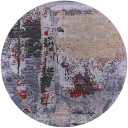 Round Machine Washable Industrial Modern Purple Rug, wshurb2268