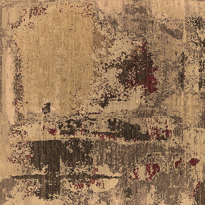 Square Machine Washable Oriental Brown Industrial Rug, wshurb2268brn