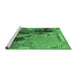 Sideview of Machine Washable Oriental Emerald Green Industrial Area Rugs, wshurb2268emgrn