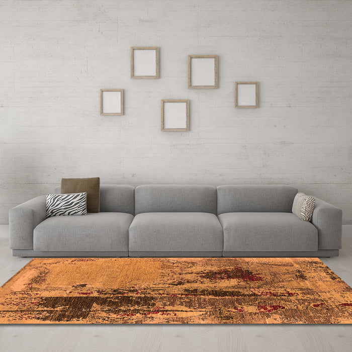 Machine Washable Oriental Orange Industrial Area Rugs in a Living Room, wshurb2268org