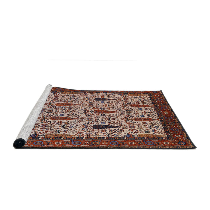 Sideview of Machine Washable Industrial Modern Camel Brown Rug, wshurb2269
