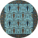 Round Oriental Light Blue Industrial Rug, urb2269lblu