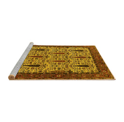 Sideview of Machine Washable Oriental Yellow Industrial Rug, wshurb2269yw
